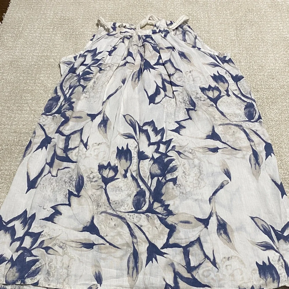 Bellambia madre in Italy Elegant Blue and White Floral Midi Dress Size L